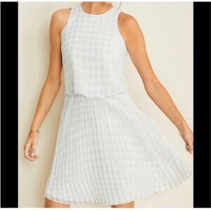 Ann Taylor Blue and White Gingham Dress Size 10P